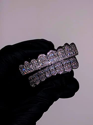 14K Baguette Set 8 Teeth White Joker Gold Grillz For Mouth Top Hip Hop Teeth Diamond Grills For Teeth Mouth Grillz For Mouth Top Bottom Hip Hop 8 Teeth Grills For Teeth Mouth Set - Teeth Cap #TOP5