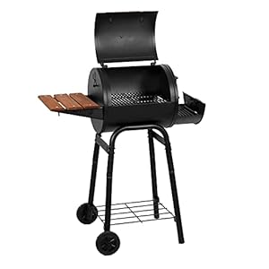 Char griller patio pro charcoal grill and smoker with cast iron grates premium wood shelf and damper control 250 cooking square inches in black model e1515  urban country home decor