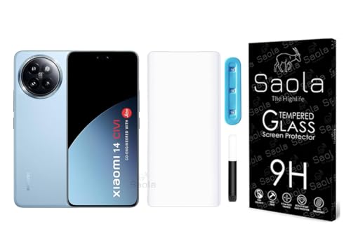 Image of Saola 1-Pack UV Curved Tempered Glass for Xiaomi 14 Civi | 9H Hardness | Edge-to-Edge Full Screen Coverage | UV Light Installation | Scratch Resistant | Case Friendly Screen Protector. (6.55 Inches)