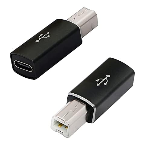 CERRXIAN 2PCS USB C to USB B Midi Adapter,Type C Female to USB 2.0 Printer Male Aluminum Shell Converter For connecting Type-C devices to electric pianos,printers,etc Cover