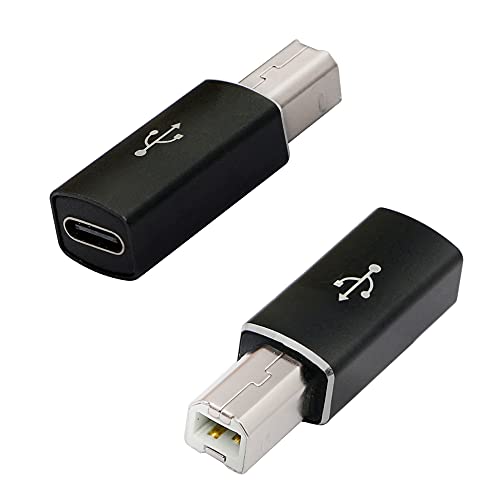 CERRXIAN 2 x USB-C-zu-USB-B-Midi-Adapter, Typ-C-Buchse auf USB-2.0-Drucker-Stecker,Aluminiumgehäuse, Konverter für Typ-C-Geräte oder Laptops, die an E-Pianos, Drucker usw. angeschlossen sind