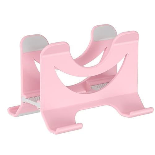 Support vertical for ordinateur portable rose avec rangement en plastique