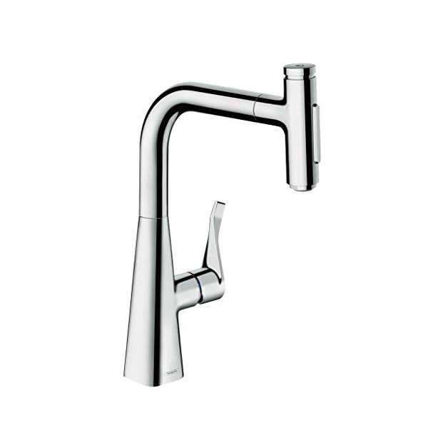 hansgrohe Metris Select Einhebel-Küchenarmatur (Komfort-Höhe 240 mm, mit Ausziehauslauf und Schlauchbox) Chrom