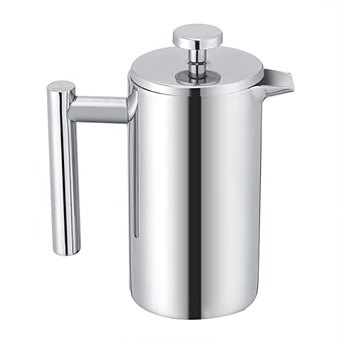 Acouto 350ml Double Wall Stainless Steel Coffee Maker French Press Tea Pot With Filter Press Tea Pressoir French Cafetiere 700ml Pot French Press Glass Piston Cfee