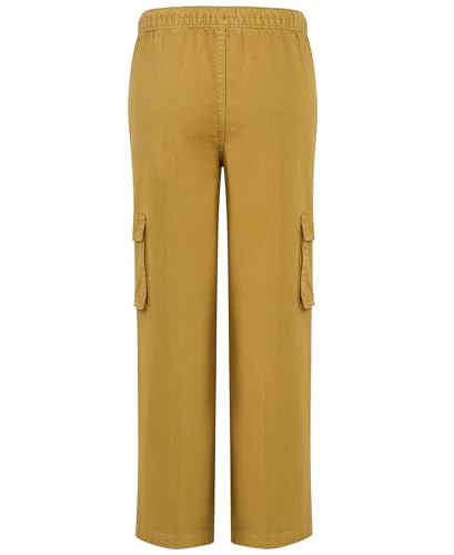 Image of Roxy Girls' Precious Wide Leg Twill Cargo Pants, Relaxed Fit