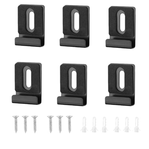 Image of 6 PCS Metal Mirror Holder Kit, Heavy Duty Mirror Hanger Clips with Rubber Pads Screws, Wide Channel Frameless Hardware Hanger for Mounting Wall Mirror Billboard Displays, Black