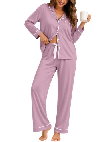 Image of ZMJ Womens Pajamas Sets 2 Piece Long Sleeve and Pant Pj Sets Button Up Sleepwear