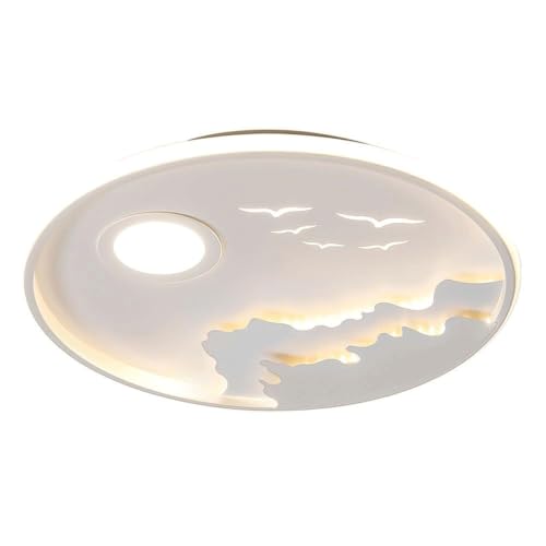 BKEKM Moderna lámpara de Techo LED empotrada con Recortes de montañas y pájaros, Accesorio de iluminación Redondo, lámpara de Techo Regulable 3000-6000K, Creativa(40 cm)
