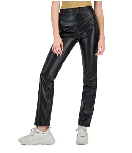 Tinseltown Juniors' Faux Leather High-Rise Pull-On Pants