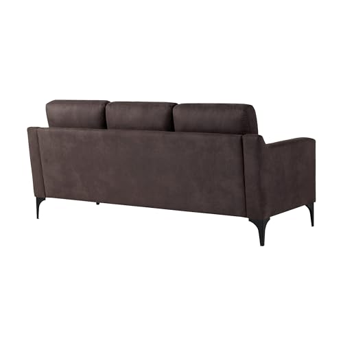 Image of Serta Triton 78 inch Sofa, Transitional Modern, Dreamcoil Comfort, Metal Legs, Vegan Suede, Charcoal