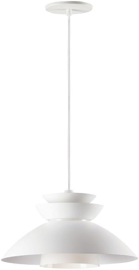Maxim Lighting Nordic 1-Light Pendant Light | White Finish | White Glass Shade | Kitchen Dining Pendant | 11359WTWT