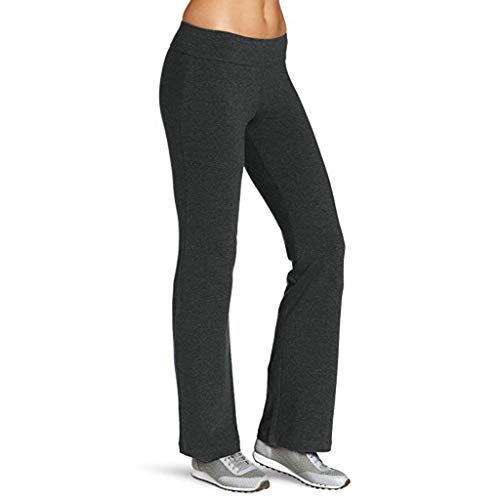 Panpany Women's Yoga Pants with Pockets Tummy Control High Waist Workout Sports Running Gym Yoga Leggings Tights Trousers Fitness Pants Gray