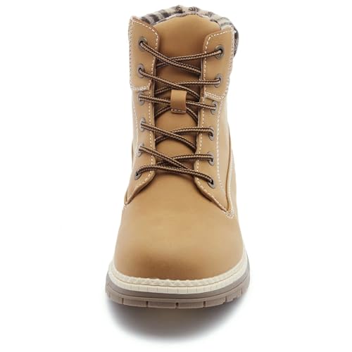 Image of COTTIMO Snow Hiking Winter Boots for Women - Casual Brown Combat Work Boot - Non-slip Fur-Lined Ankle Boots - Fashion Boots Waterproof Leather Shoes