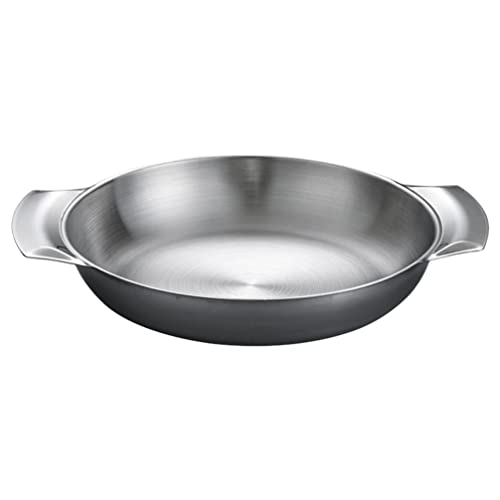 Zerodeko Eisenpfanne Pfanne Bratpfanne Spanische Paella Pfanne Mini Servierpfanne Kochpfanne Backofenfest Edelstahlpfanne Edelstahl Universalpfanne mit 2 Griffen 16CM Edelstahlschale