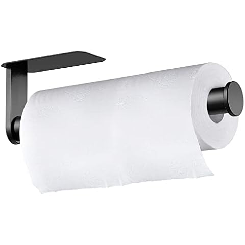 KEPEAK Kitchen Roll Holder No Drilling Required Wall Roll Holder Self-Adhesive Practical Roll Holder Under Cabinet for Kitchen Storage & Organisation Kitchen Roll Holder Wall 26.8 cm Cover