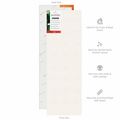 Image of Scholar Art Hobby Series 04 Oz (230 GSM) 100% Cotton Canvas Panel Board for Painting (White Blank Canvas Boards for Acrylic Paint, Oil Paint, Wet & Dry Media) | 12 inchx36 inch (30x90 cm), Pack of 4