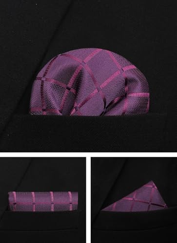 Image of Striped Plaid Polka Dot Mens Tie Formal Necktie Pocket Squares Ties Clips Cufflinks Classic for Men Set