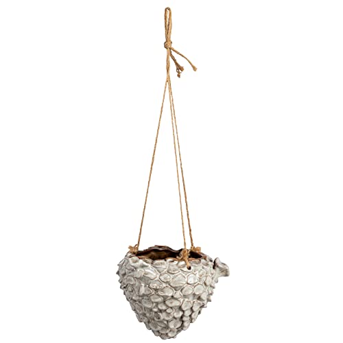 Bloomingville AH2854 Stoneware Seashell Rope, Ivory Hanging Planter thumb #5