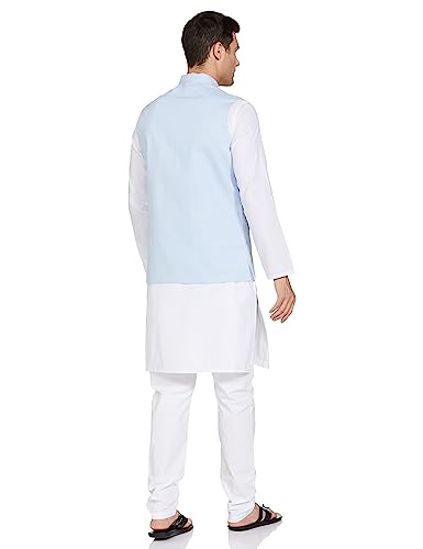 Be Active Men's Solid Linen Blend Kurta Pyjama 3 Piece Set || Men Kurta Pajama With Modi Jacket || Kurta Pajama Nehru Jacket For Men (C-Rfkt0001-12-Set-M)