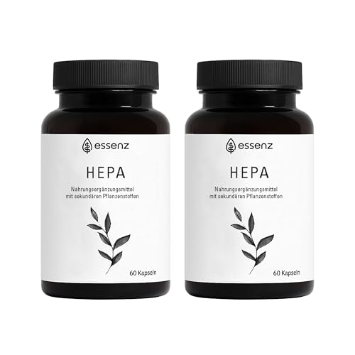 ESSENZ - Hepa Plus 2x60 Kapseln - Hochwertige Leber Kapseln mit Mariendistel Artischocke Löwenzahn. Natürliches Nahrungsergänzungsmittel zur Unterstützung der Lebergesundheit