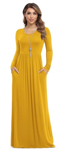 Image of VIISHOW Women's Long Sleeve Loose Plain Maxi Dresses Casual Long Dresses with Pockets
