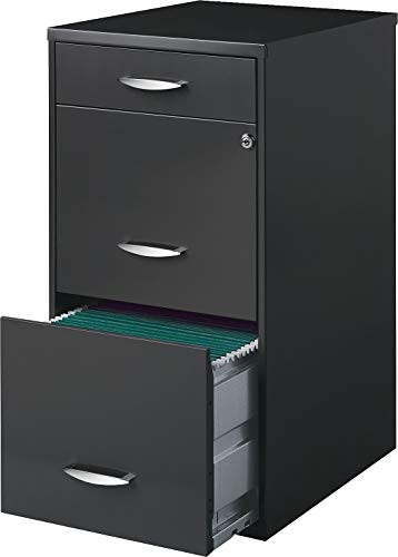 Office Designs 3 Drawer Vertical File Cabinet, Charcoal, Letter, 18-Inch D (18606)