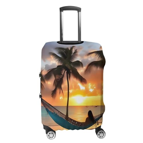 Carry on Luggage Cover Coconut Beach Sunset Hammock Suitcase Covers for Luggages Tsa Approved Travel Luggage Sleeve Protector Elastic Suitcase Protector Anti-Scratch Washable Fits 19-30 Inch Case -XL4