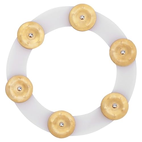 MOPFOL 6.7 Inch Hi-Hat Tambourine - Stainless Steel & Brass Percussion Accessory with 6 Jingles for Drum Sets, Hi-Hats, Crashes & Rides(Gold)