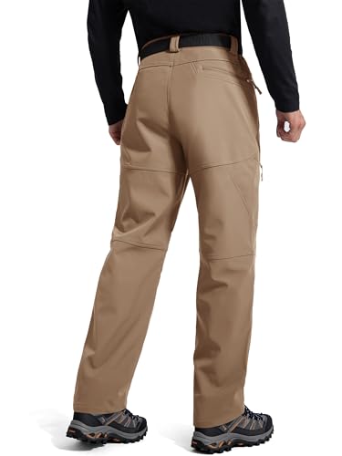 Image of FREE SOLDIER Men's Fleece Lined Outdoor Cargo Hiking Pants Water Repellent Softshell Snow Ski Pants with Zipper Pockets