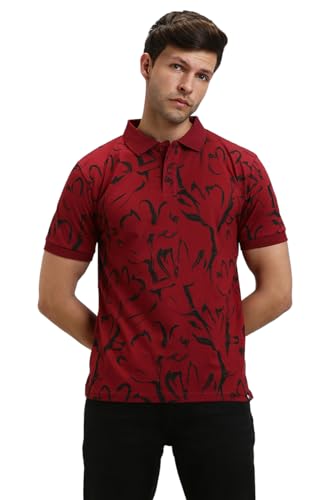 Image of Dennis Lingo Men's Cotton Printed Slim Fit Button-Down Short Sleeve Polo Tshirt