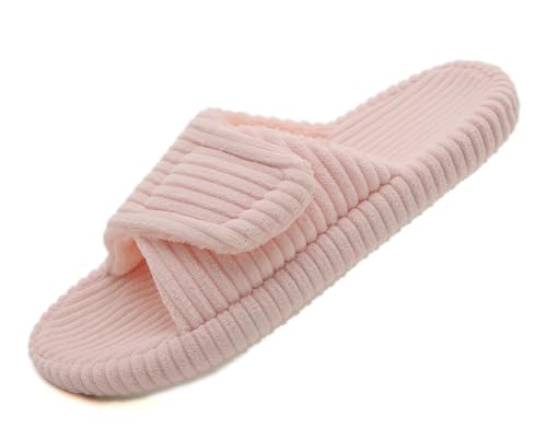 Meik Mangni Damen Hausschuhe mit Arch Support Verstellbare Pantoffeln Frauen Memory Foam und Offene Zehen Rutschfeste Bequeme Slippers für Drinnen und Draußen,Gr.36-43 EU