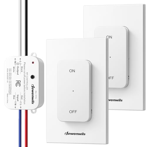 DEWENWILS Wireless Remote Light Switch, 15A High Power, No in-Wall Wiring, 100FT Range, Magnetic Remote Control Light Switch for Ceiling Light, Lighting Fixture, Programmable, 2 Remotes 2 Pa