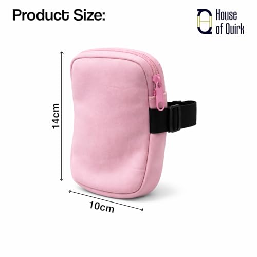 Image of House of Quirk Water Bottle Carrier Bag for Cards, Key 40 /30 oz Tumbler Neoprene Water Bottle Holder Pouch with Adjustable Strap (Pink)