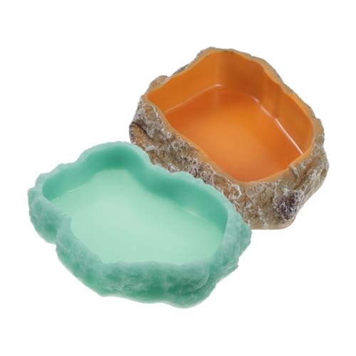 COLLBATH 2pcs Reptile Feeding Dish Smooth Resin Food and Water Bowl for Lizards Hedgehogs Birds and Pets Durable Non Spill Design Easy to Clean
