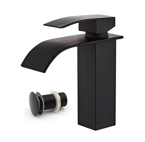 Forever Waterfall Bathroom Basin Tap, Matte Black, Single Handle Mixer Faucet