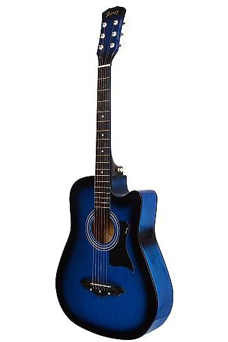 Image of JUAREZ Engineered Wood Acoustic Guitar, 38 Inch Cutaway, JRZ38C /TBLSNA TRANSPARENT BLUE SUNBURST