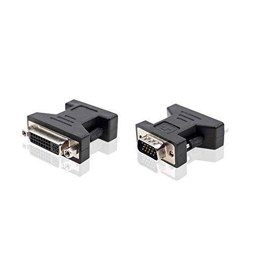 ADWITS Adaptador VGA a DVI, [2 Paquetes] VGA HD15 Macho a DVI 24+5 Pines Adaptador Hembra, Negro