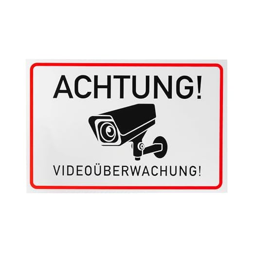 Aufkleber Set "Achtung! Videoüberwachung!", 3 Stück, 15 x 10 cm, selbstklebende Folie, Warnhinweis Sticker für Innen- und Außenbereich, Video Überwachung Klebesticker, Kamera Hinweisschild zum Kleben