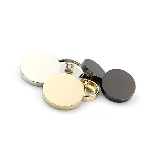 10PCS Metal Flat Button Women Suit Woolen Coat Button Male Jacket Button Shirt Suit Trousers Button Round Shaped Sewing Button (Gold, 25mm) - Image 3
