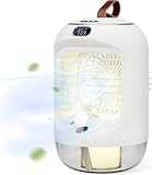 SHYOSUCCE Drehbar Mobile Klimageräte, Mini Multifunktional USB Air Cooler mit 3 Geschwindigkeiten, Nachtlicht, 180° Oszillierend, Tragbar Persönlicher Luftkühler für Zimmer,Büro (Vine 9)