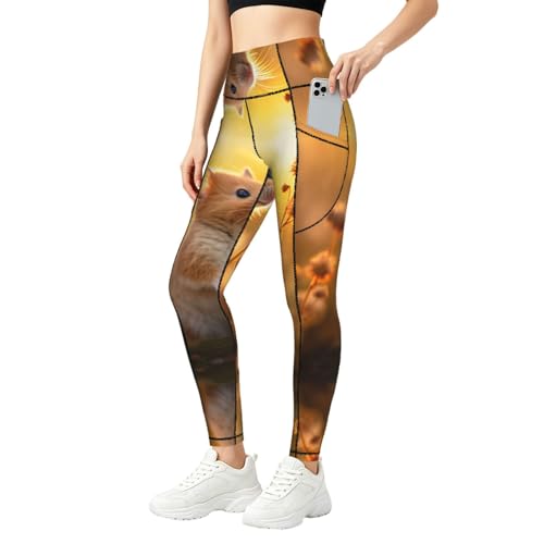 Pantalones de yoga de cintura alta con estampado animal y bolsillos prácticos