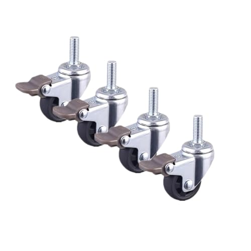 4 pieces/lot 1.5 inch black PP caster flat light universal wheel sofa coffee table pulley(Screw-Brake-M8)