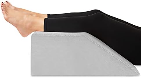 Leg Elevation Pillow with Cooling Gel Memory Foam Top, Post Surgery Leg Rest Pillow High Density Foam Bed Wedge Pillow for Leg & Back Support and Pregnancy - Relieves Knee, Hip and Lower Back Pain