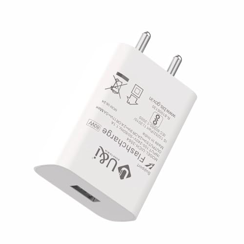 Image of U&i 80W Superfast Charger with Type-C Data Cable, Flash Charge, Short Circuit Protection, Temperature Protection, Undervoltage Protection, White