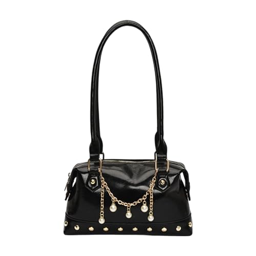 Sac à main coquillage pour femme avec bandoulière réglable et rivets punk