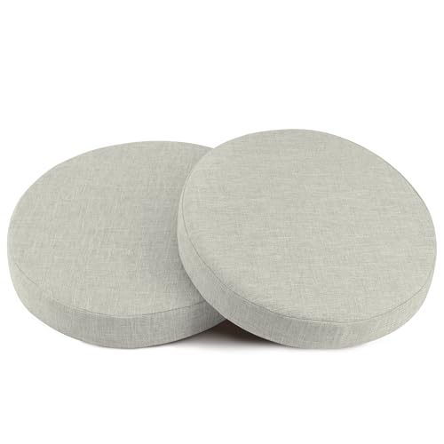 OVOV Lot de 2 coussins de chaise ronds pour chaises de salle à manger, coussins de chaise circulaires très épais avec housse amovible et fond antidérapant,...