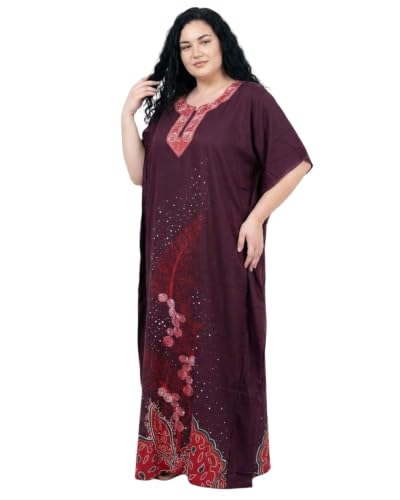 Image of Oussum Women Polyester Casual Long Plus Size Beach Caftan Cover Up Maxi Dress 1X-3X Summer Kaftan Dresses for Women