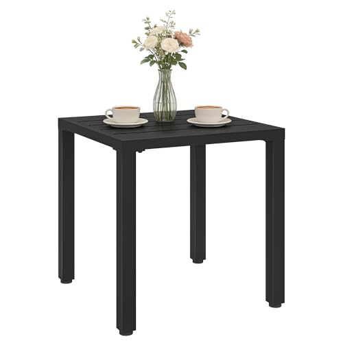 Outsunny Table de Jardin carrée, Table de terrasse, Cadre en métal, intérieur et extérieur, pour Balcon, Porche, Patio, 45 x 45 x 45,5 cm, Noir