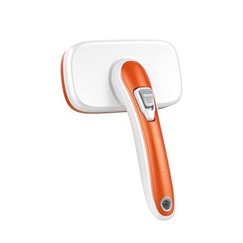 Dog Brush Cat Brush - Self Cleaning Slicker Brush, Effectively Reduces Shedding by Up to 95% - Professional Pet Grooming Brush Shedding Grooming Tools Dog Brush for Shedding-Orange