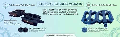 Image of Wavva ABS Strong Plastic Cycle Bicycle Pedal Set for MTB Mountain Senior Ranger Bikes Free Size with Axle for All Cycles (Black).